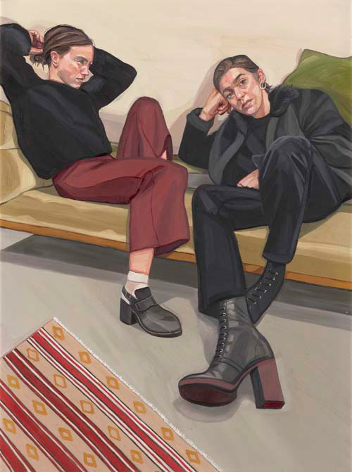 A portrait of two female painters by Ania Hobson