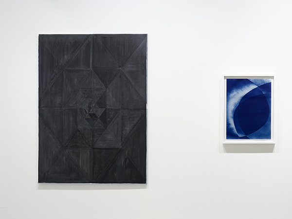 Approaching Abstraction, 2019, (Isauro Huizar, Quiscalus 2018; Fabiola Menchelli, Untitled 2017) Courtesy the artists and Blain|Southern, Photo Peter Mallet